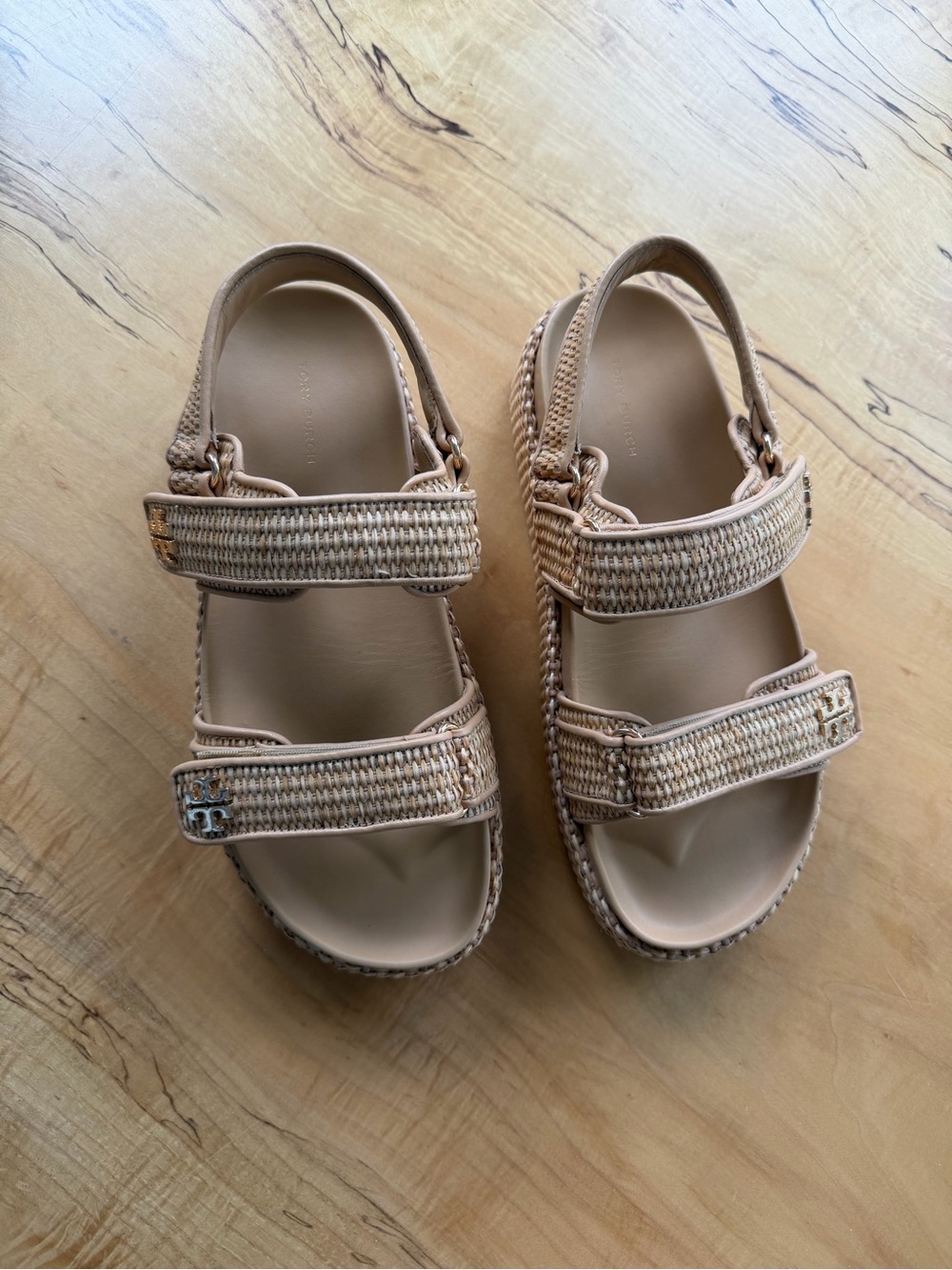 Tory Burch- Kira Sport Sandal - Tan Woven Platform- worn once - Picture 3 of 10